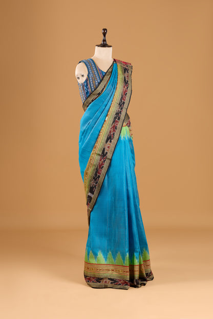 Sachipaar Khandua Silk Saree: Sky Blue