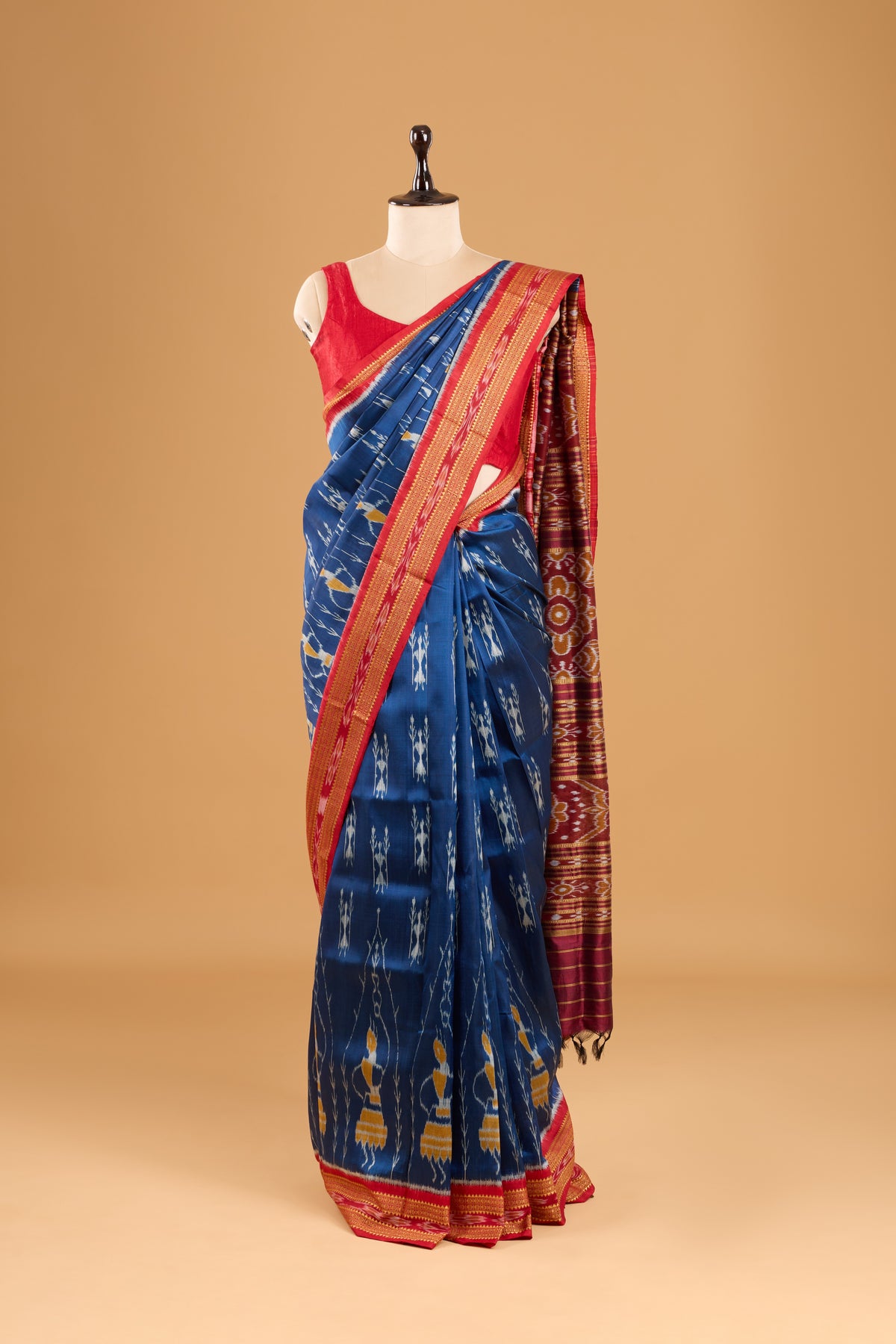 Odisha Ikkat Khandua Silk Saree- Teal
