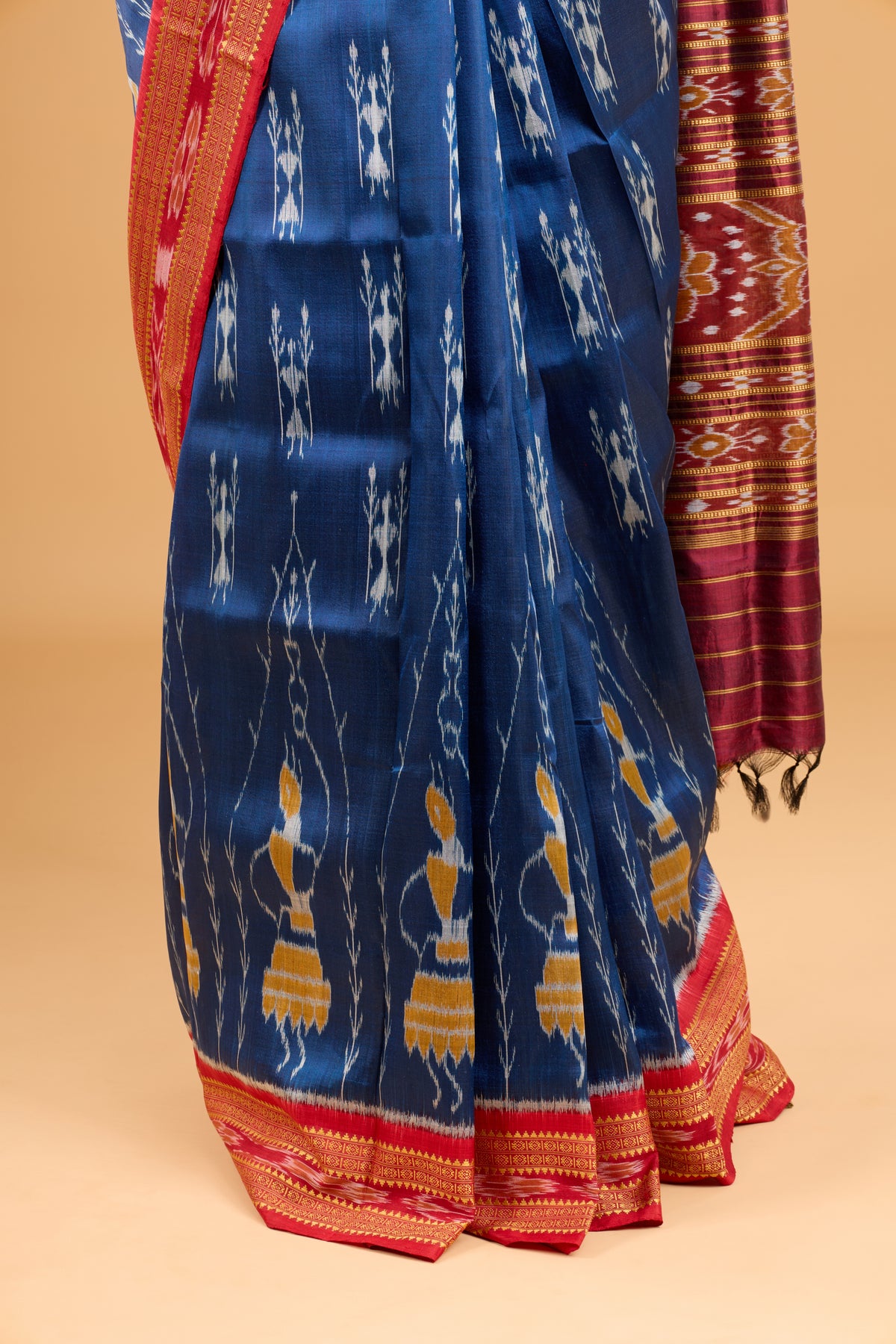 Odisha Ikkat Khandua Silk Saree- Teal