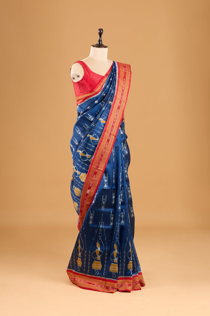 Odisha Ikkat Khandua Silk Saree- Teal