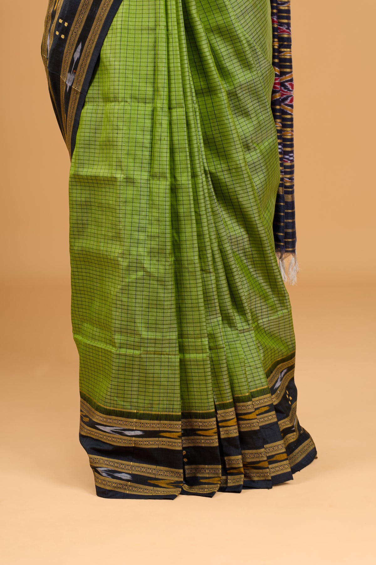 Odisha Ikkat Nuapatna Silk Saree -Olive