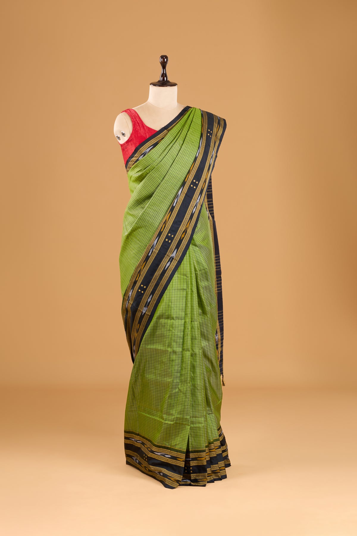 Odisha Ikkat Nuapatna Silk Saree -Olive