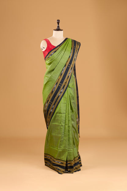 Odisha Ikkat Nuapatna Silk Saree -Olive