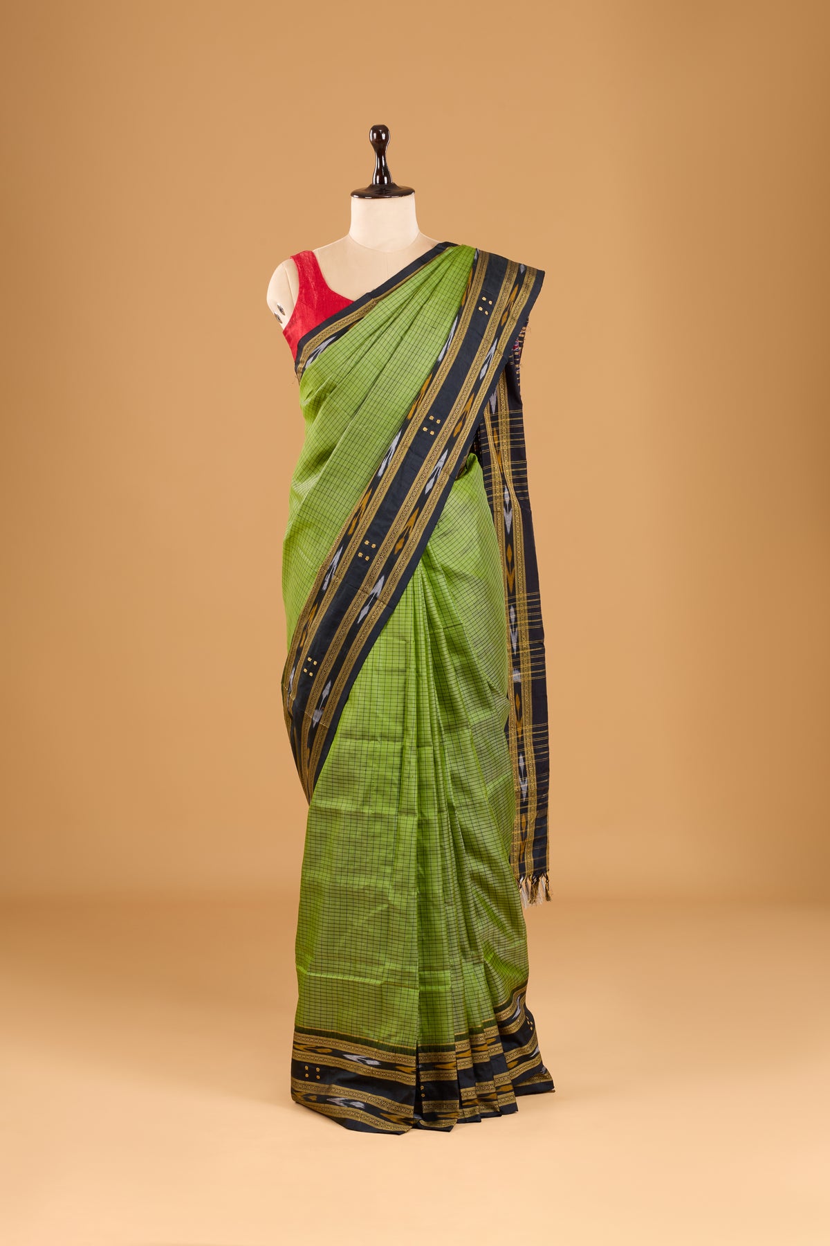 Odisha Ikkat Nuapatna Silk Saree -Olive