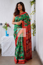 Load image into Gallery viewer, Nabakothi Khandua Silk Saree: Green Saree
