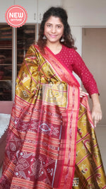 Load image into Gallery viewer, Nabakothi Khandua Silk Saree: Henna Gold Saree
