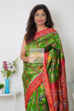 Load image into Gallery viewer, Nabakothi Khandua Silk Saree: Parrot Green Saree
