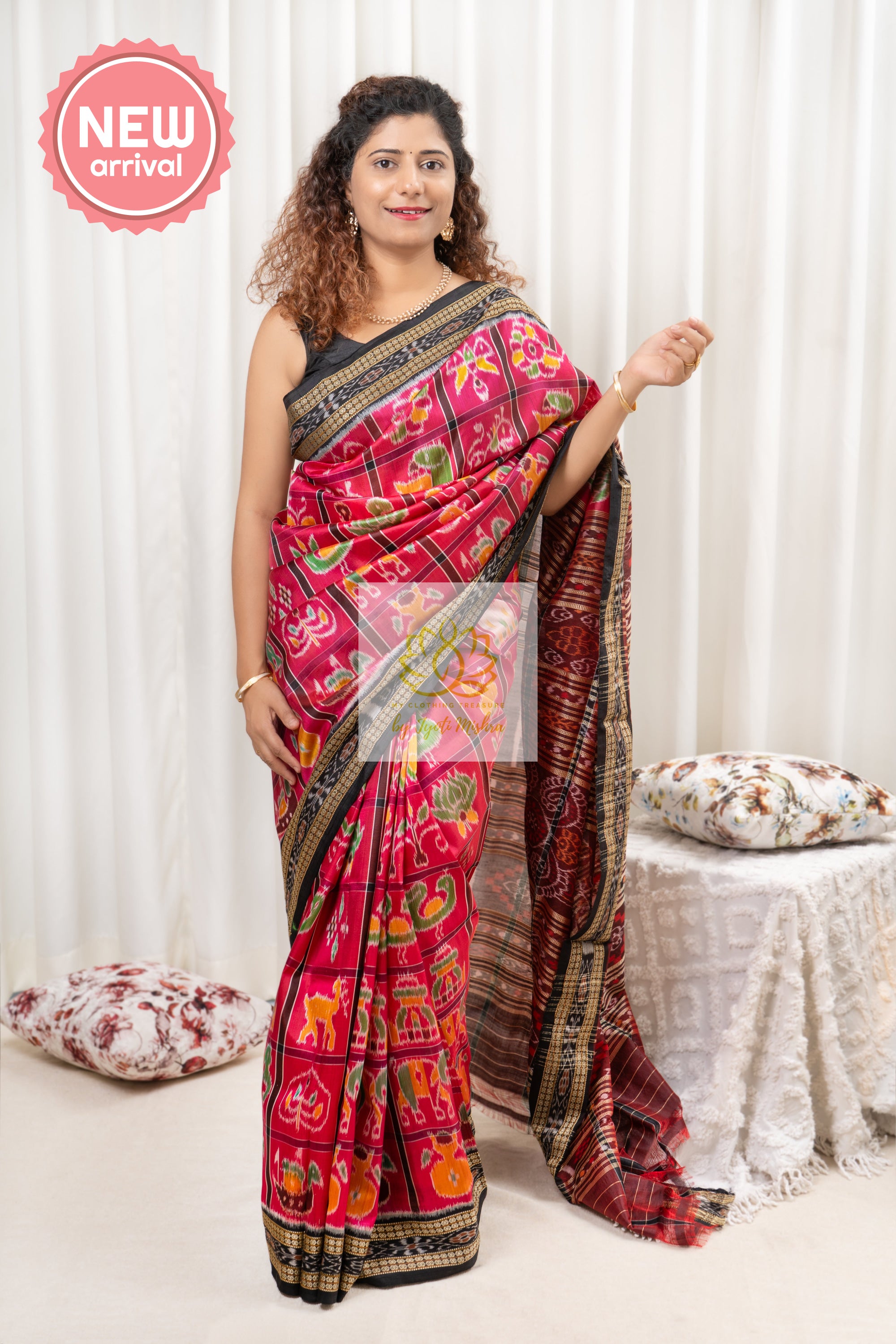 Nabakothi Khandua Silk Saree: Pink Saree