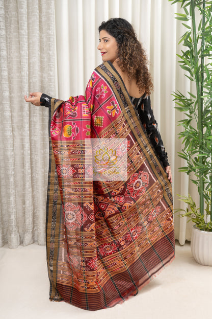 Nabakothi Khandua Silk Saree: Pink Saree