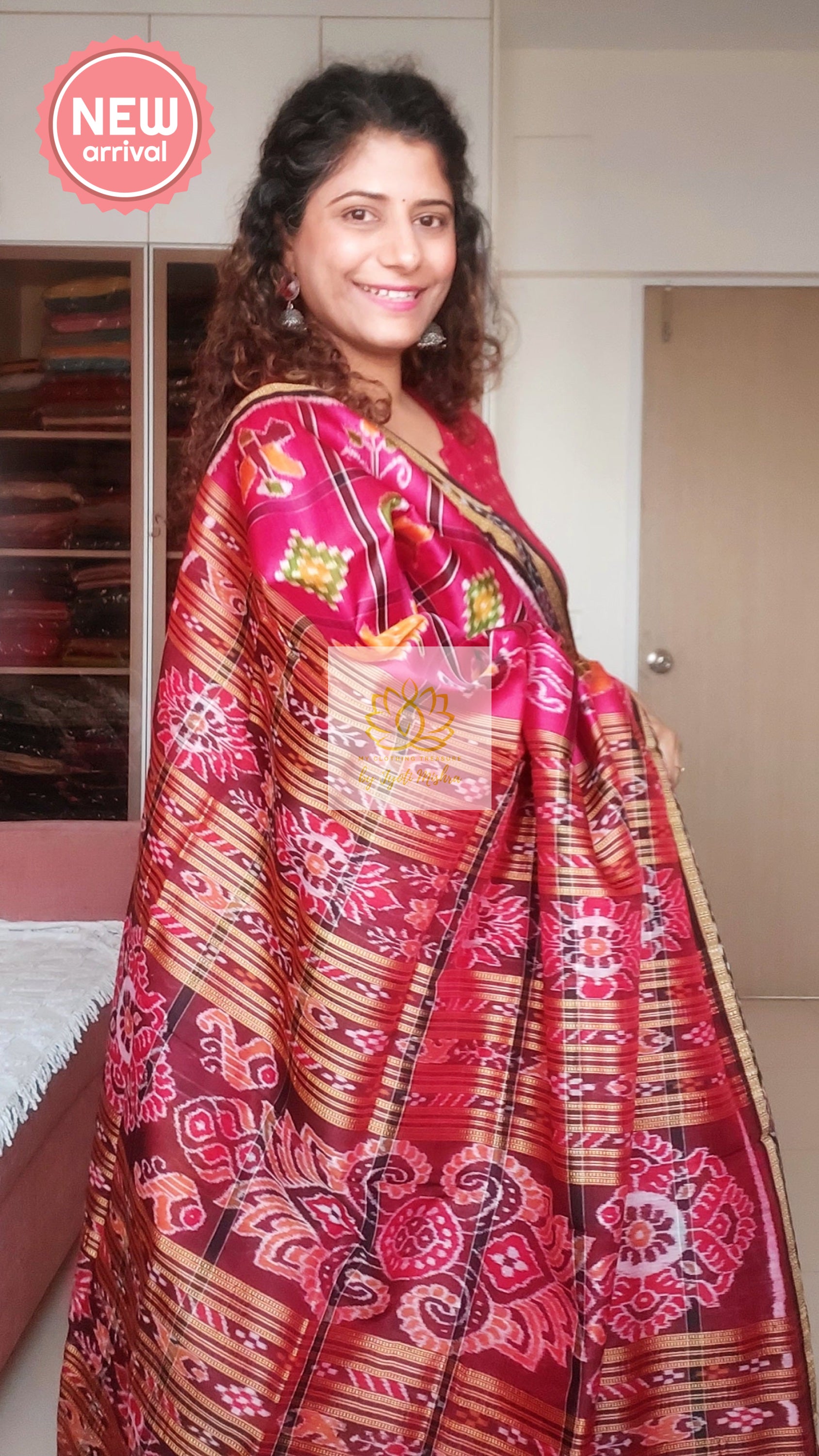 Nabakothi Khandua Silk Saree: Pink Saree