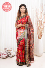 Load image into Gallery viewer, Nabakothi Khandua Silk Saree: Red Saree
