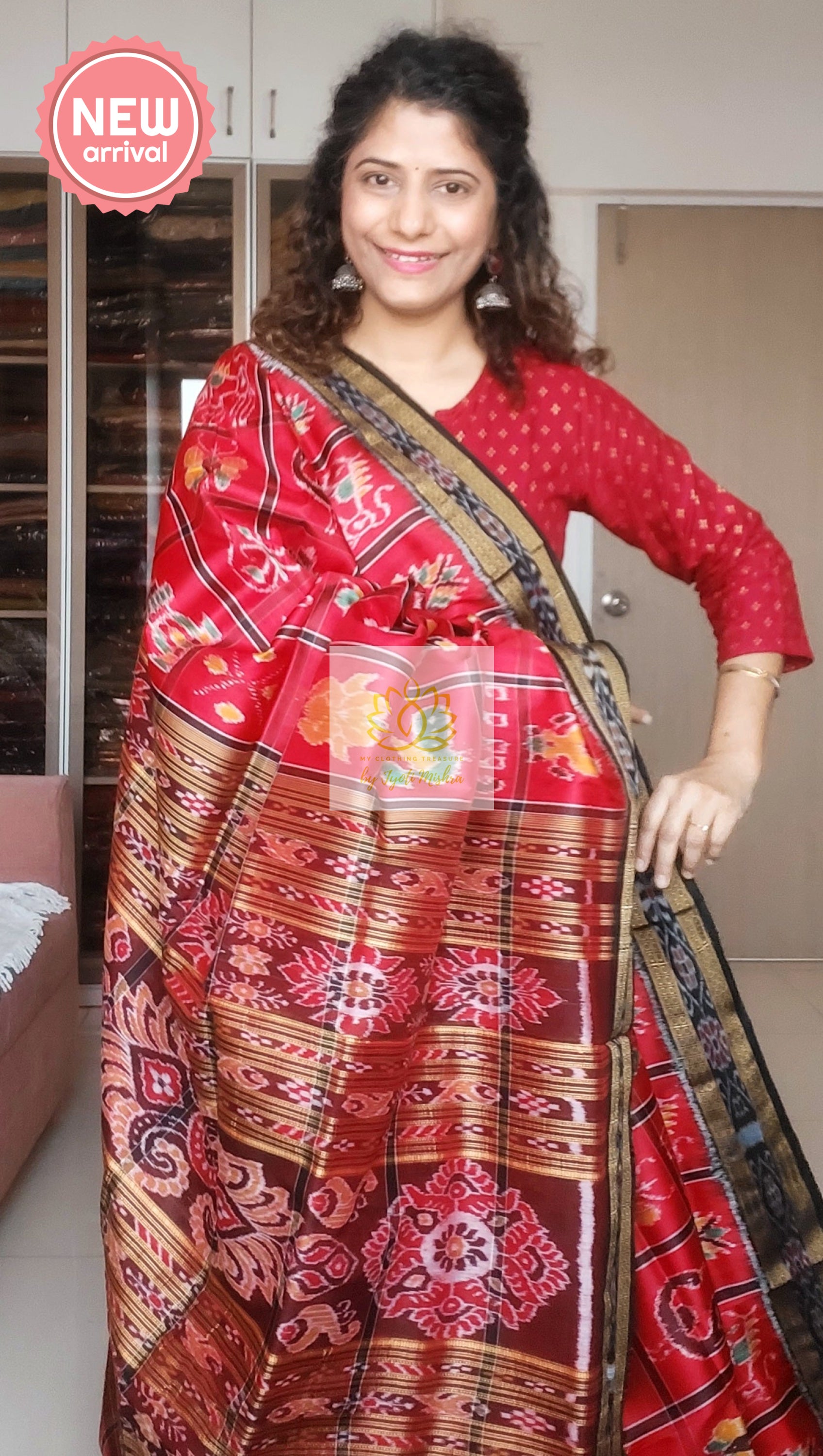 Nabakothi Khandua Silk Saree: Red Saree