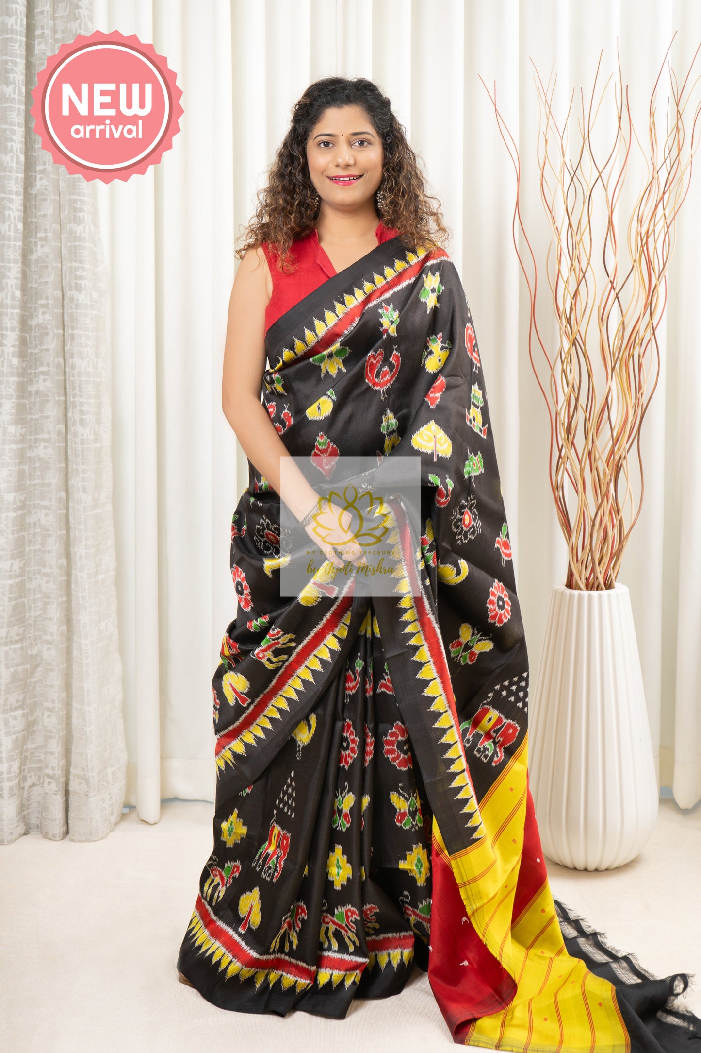 Nabarangi Khandua Ikkat Silk Saree: Black Saree