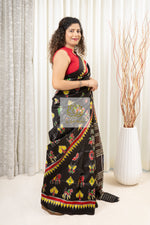 Load image into Gallery viewer, Nabarangi Khandua Ikkat Silk Saree: Black Saree
