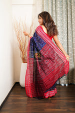 Load image into Gallery viewer, Odisha Ikkat Khandua Cotton Saree -Navy Blue
