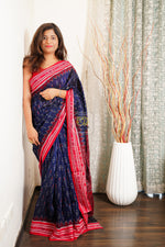 Load image into Gallery viewer, Odisha Ikkat Khandua Cotton Saree -Navy Blue
