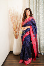 Load image into Gallery viewer, Odisha Ikkat Khandua Cotton Saree -Navy Blue
