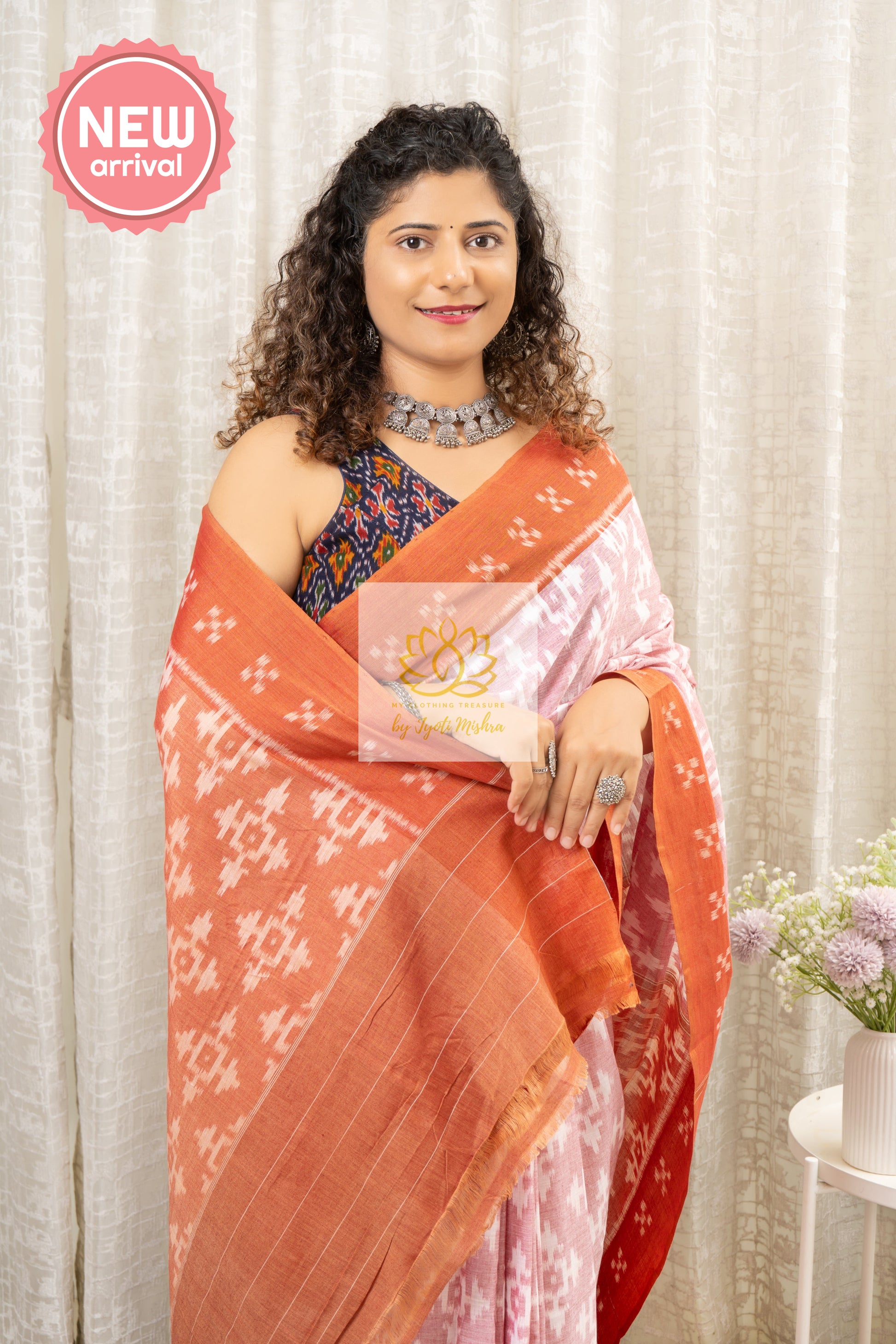 Odisha Ikkat Khandua Cotton Saree- Pastel (Peachy Brown) Saree