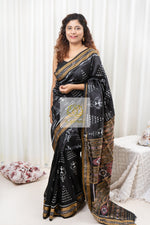 Load image into Gallery viewer, Odisha Ikkat Khandua Silk Saree - Black
