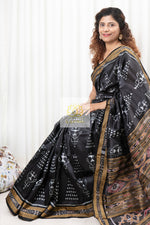 Load image into Gallery viewer, Odisha Ikkat Khandua Silk Saree - Black
