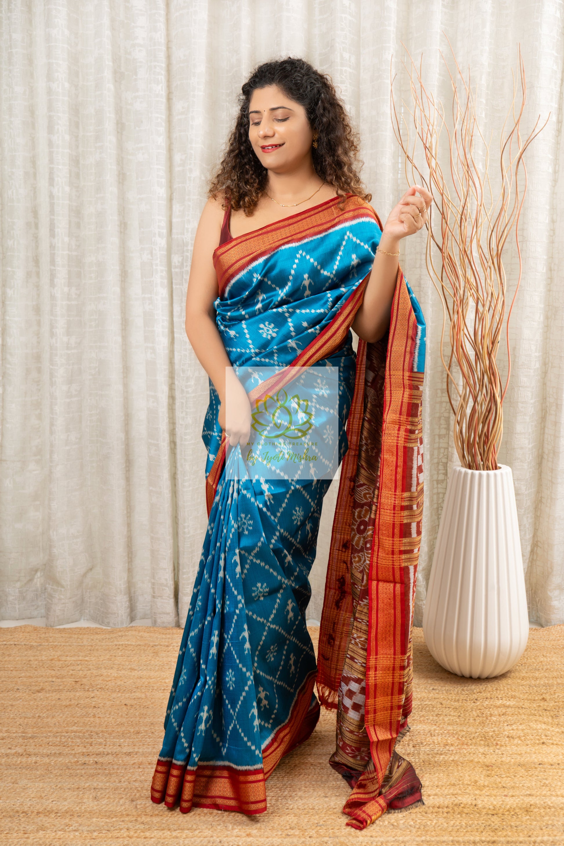 Odisha Ikkat Khandua Silk Saree Bright Blue Saree