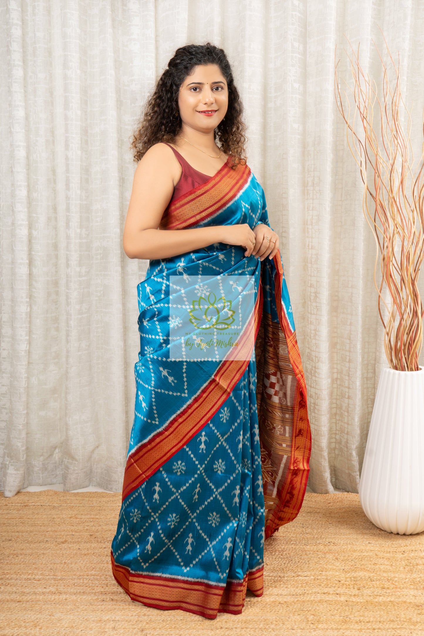 Odisha Ikkat Khandua Silk Saree Bright Blue Saree