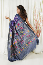 Load image into Gallery viewer, Odisha Ikkat Khandua Silk Saree- Indigo Saree
