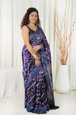 Load image into Gallery viewer, Odisha Ikkat Khandua Silk Saree- Indigo Saree
