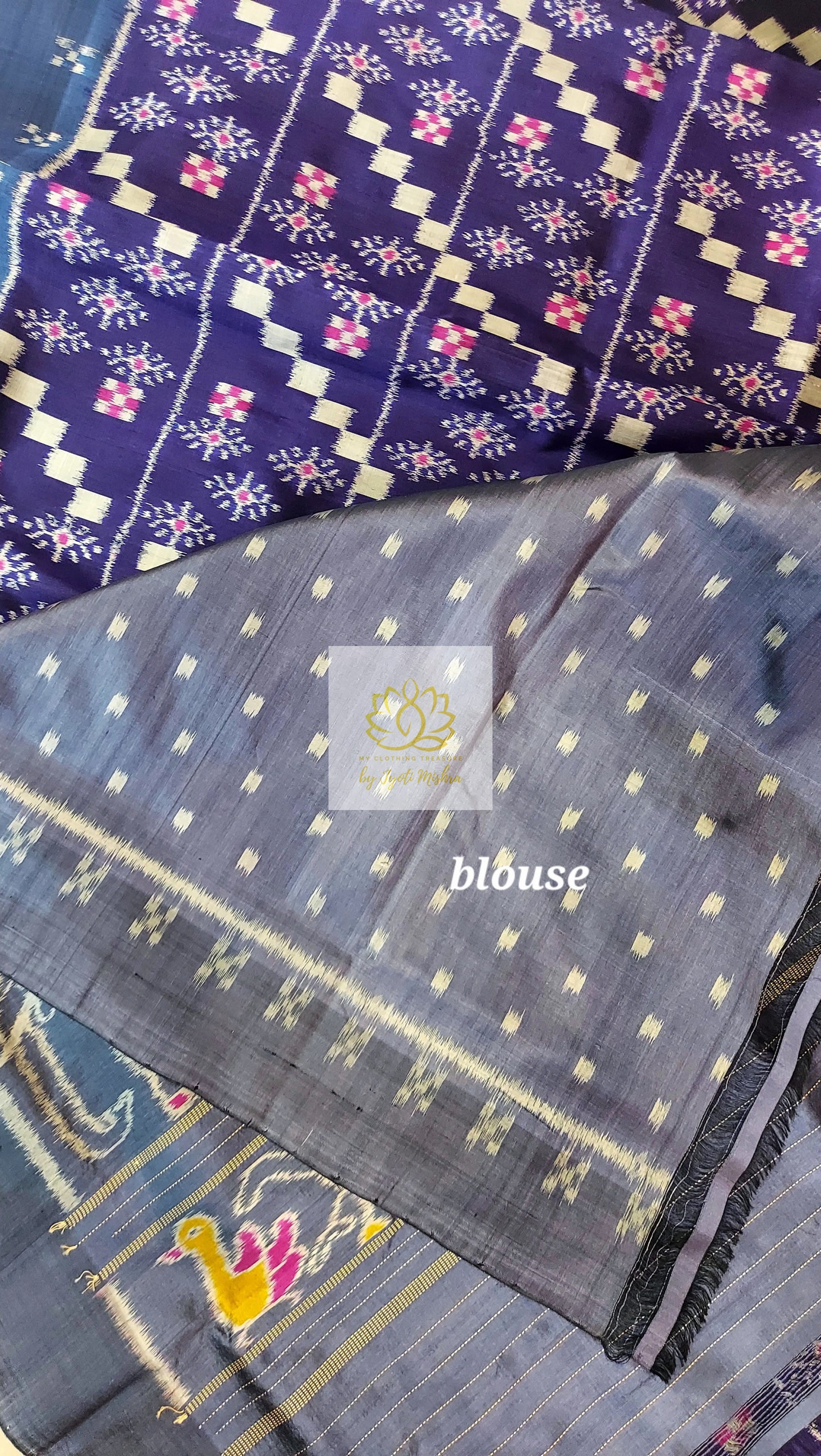 Odisha Ikkat Khandua Silk Saree- Indigo Saree