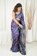 Load image into Gallery viewer, Odisha Ikkat Khandua Silk Saree- Indigo Saree
