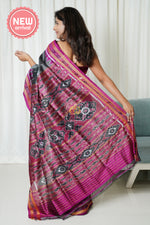 Load image into Gallery viewer, Odisha Ikkat Khandua Silk Saree - Mayura Chandrika- Dark Grey
