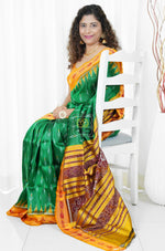 Load image into Gallery viewer, Odisha Ikkat Khandua Silk Saree - Mayura Chandrika- Green
