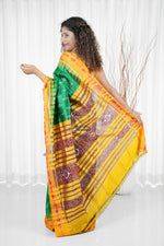 Load image into Gallery viewer, Odisha Ikkat Khandua Silk Saree - Mayura Chandrika- Green
