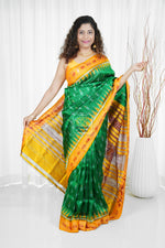 Load image into Gallery viewer, Odisha Ikkat Khandua Silk Saree - Mayura Chandrika- Green
