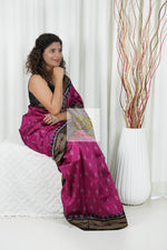 Load image into Gallery viewer, Odisha Ikkat Khandua Silk Saree - Mayura Chandrika- Magenta Wine
