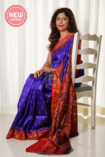 Load image into Gallery viewer, Odisha Ikkat Khandua Silk Saree - Mayura Chandrika- Royal Purple
