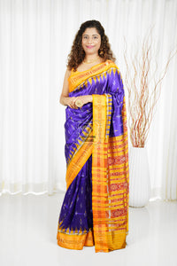 Odisha Ikkat Khandua Silk Saree - Mayura Chandrika- Royal Purple