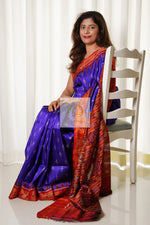 Load image into Gallery viewer, Odisha Ikkat Khandua Silk Saree - Mayura Chandrika- Royal Purple
