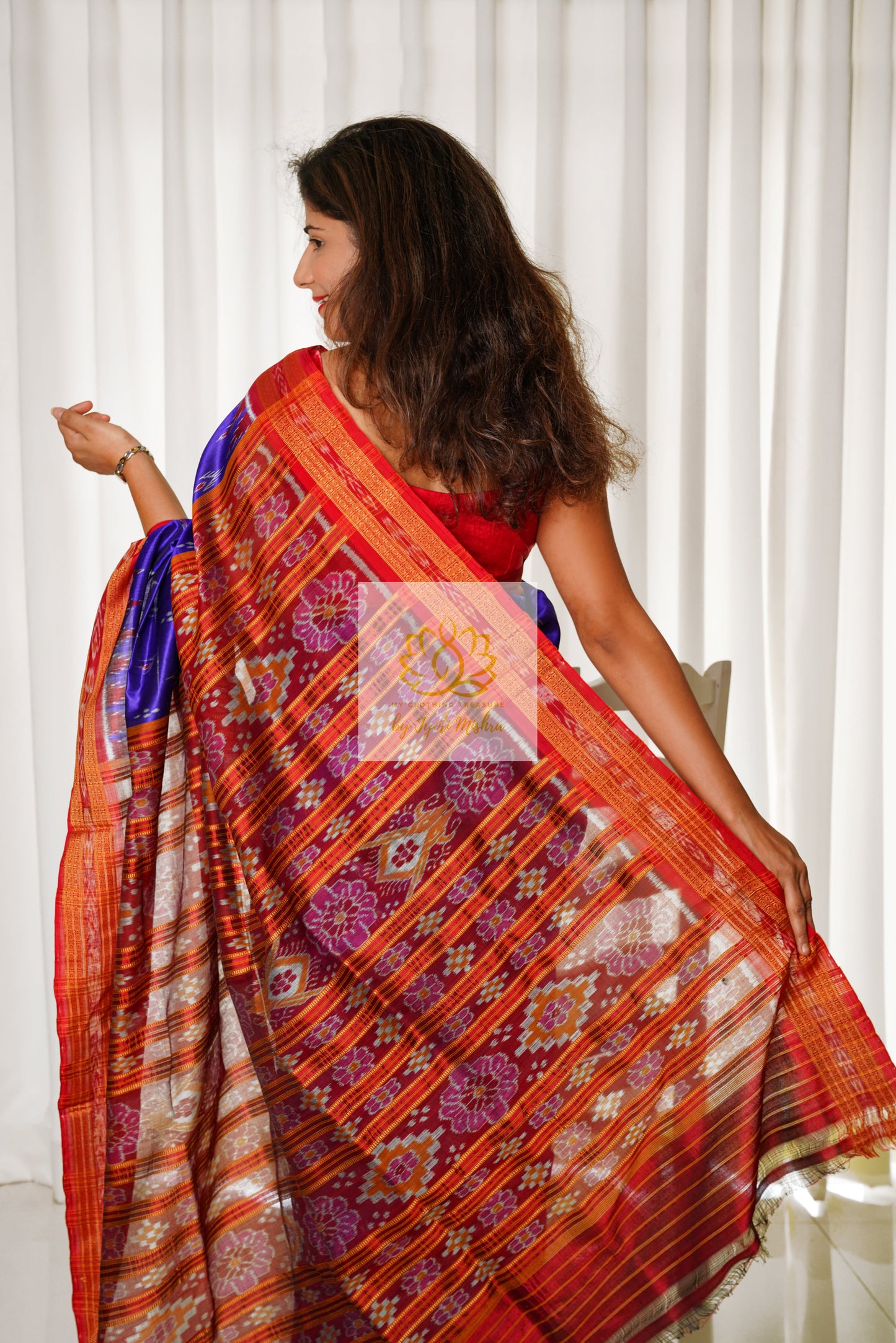 Odisha Ikkat Khandua Silk Saree - Mayura Chandrika- Royal Purple