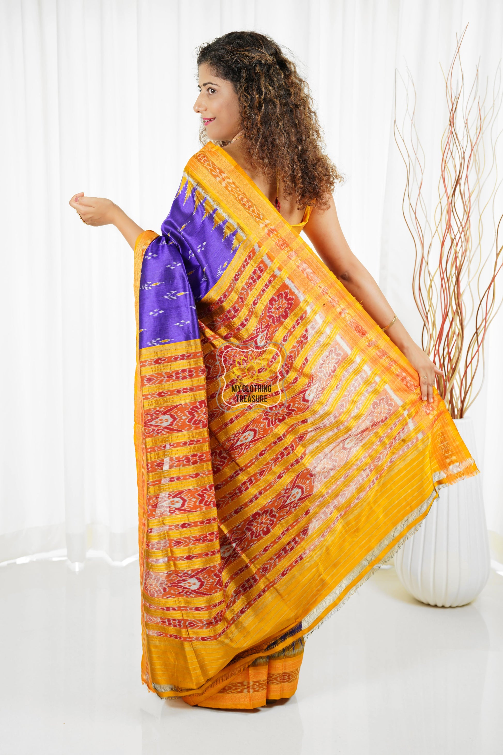 Odisha Ikkat Khandua Silk Saree - Mayura Chandrika- Royal Purple