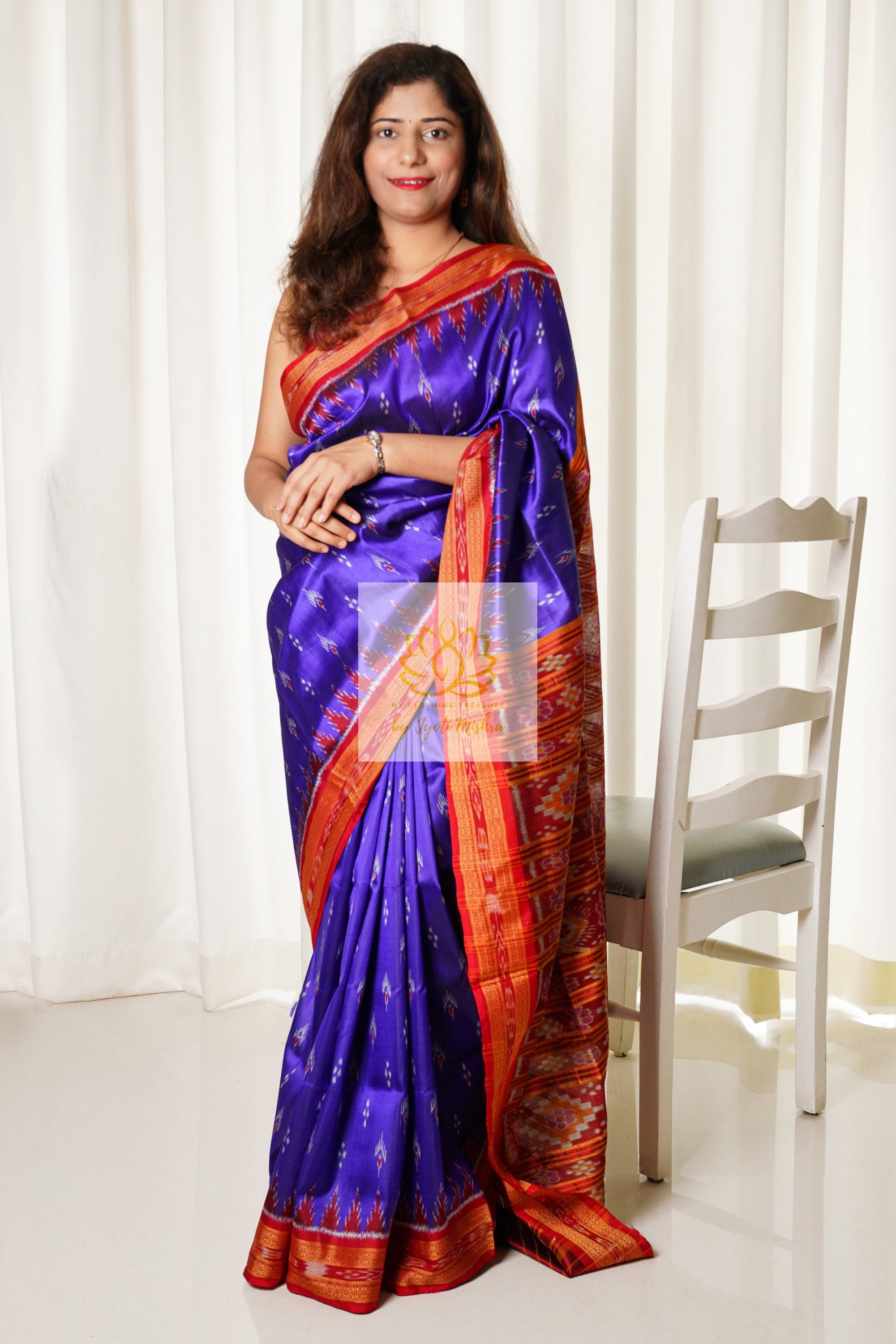 Odisha Ikkat Khandua Silk Saree - Mayura Chandrika- Royal Purple