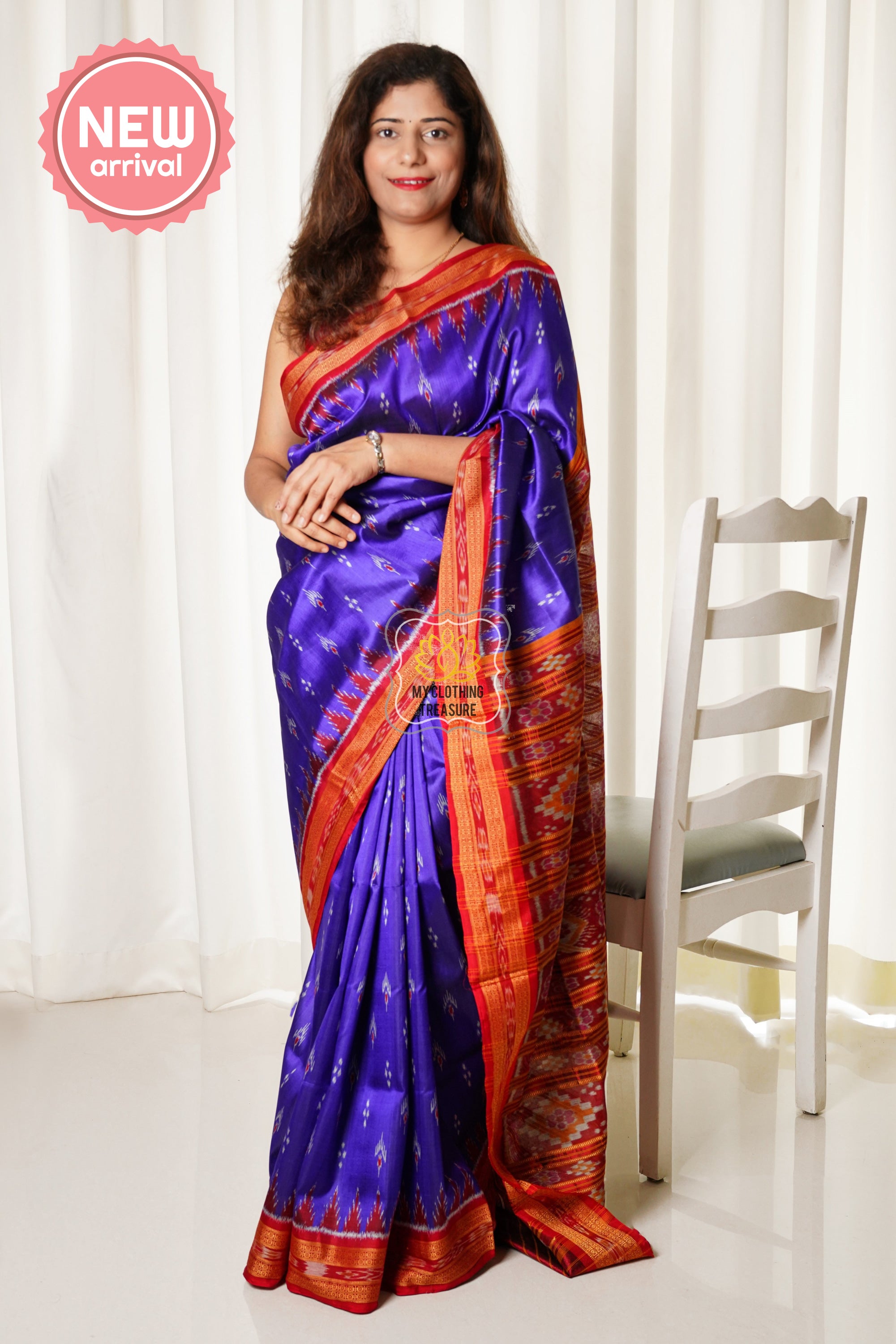 Odisha Ikkat Khandua Silk Saree - Mayura Chandrika- Royal Purple