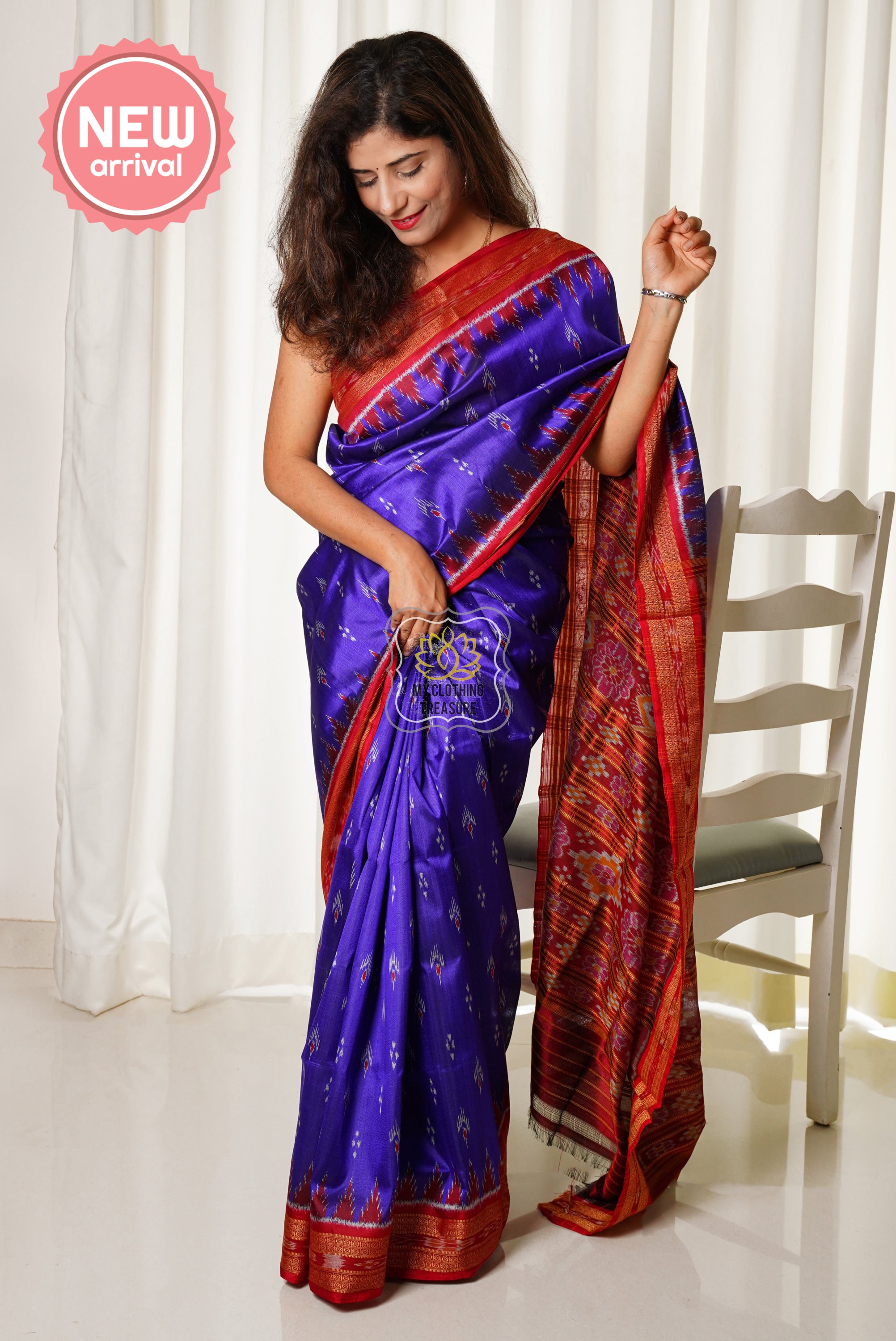 Odisha Ikkat Khandua Silk Saree - Mayura Chandrika- Royal Purple