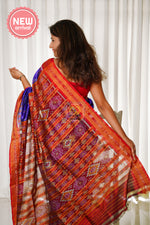 Load image into Gallery viewer, Odisha Ikkat Khandua Silk Saree - Mayura Chandrika- Royal Purple
