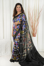 Load image into Gallery viewer, Odisha Ikkat Pure Silk Saree-Black Nabakothi Saree
