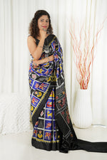 Load image into Gallery viewer, Odisha Ikkat Pure Silk Saree-Black Nabakothi Saree
