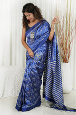 Load image into Gallery viewer, Odisha Ikkat Pure Silk Saree- Blue Saree
