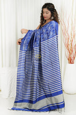 Load image into Gallery viewer, Odisha Ikkat Pure Silk Saree- Blue Saree
