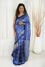 Load image into Gallery viewer, Odisha Ikkat Pure Silk Saree- Blue Saree
