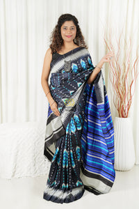 Odisha Ikkat Pure Silk Saree-Midnight Blue Saree